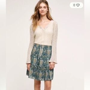 Floral Green Anthropologie Tiny Brand Skirt Size Medium